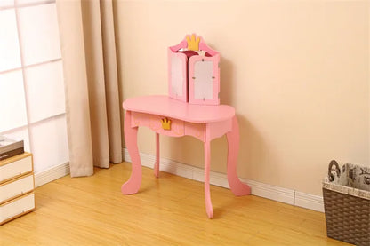 Kids Vanity Table Montessori Style Make Up Mirror Desk