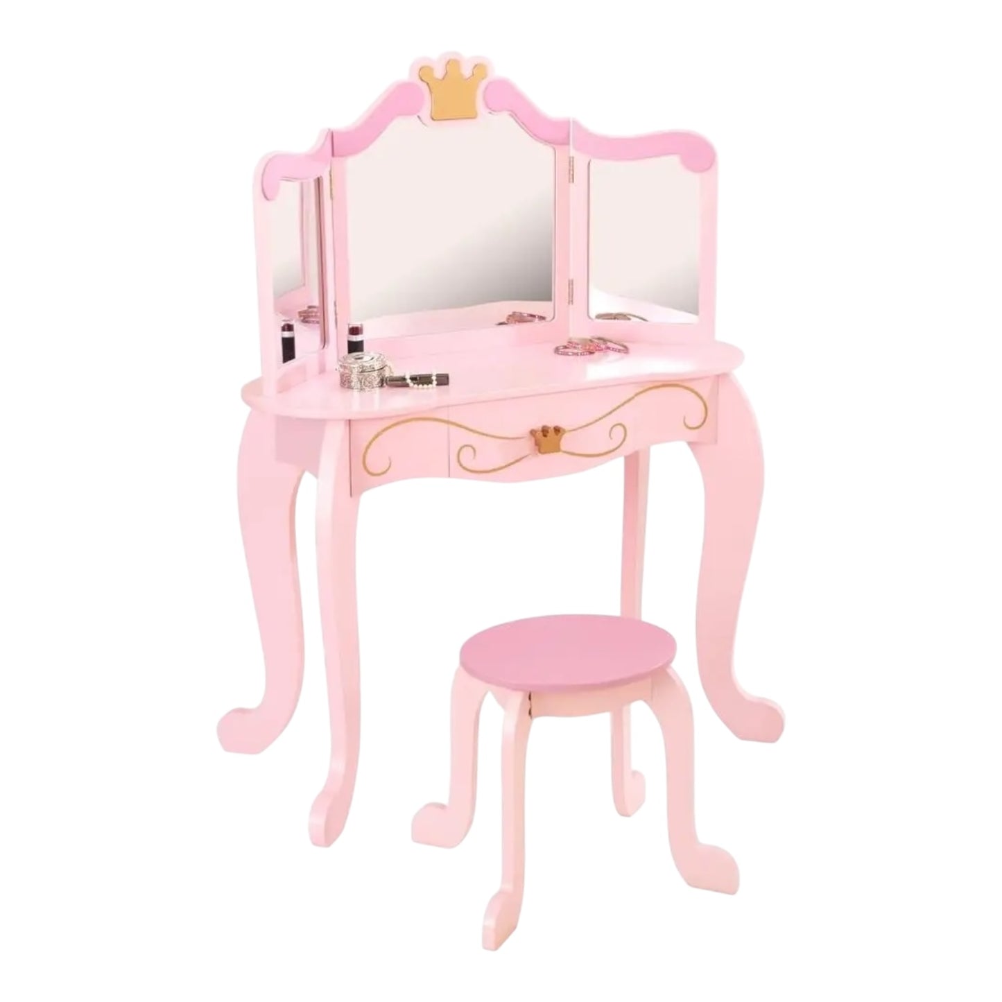 Kids Vanity Table Montessori Style Make Up Mirror Desk